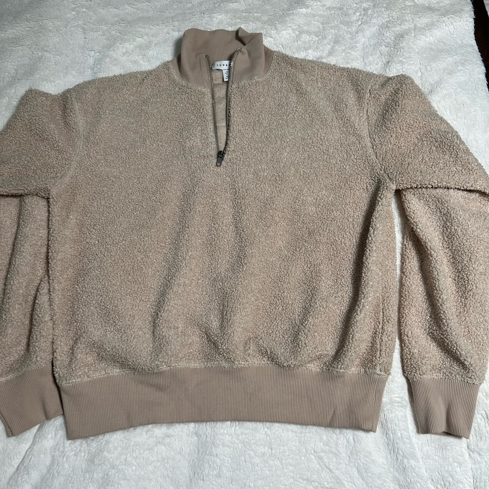 Topshop Fuzzy Quarter Zip